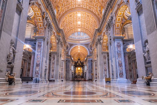 Explore the grand architecture of St. Peter&#039;s Basilica, an iconic landmark in Vatican City.