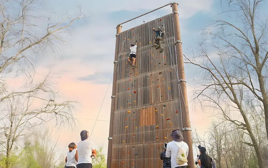 Climbing walls of varying heights aventura parks